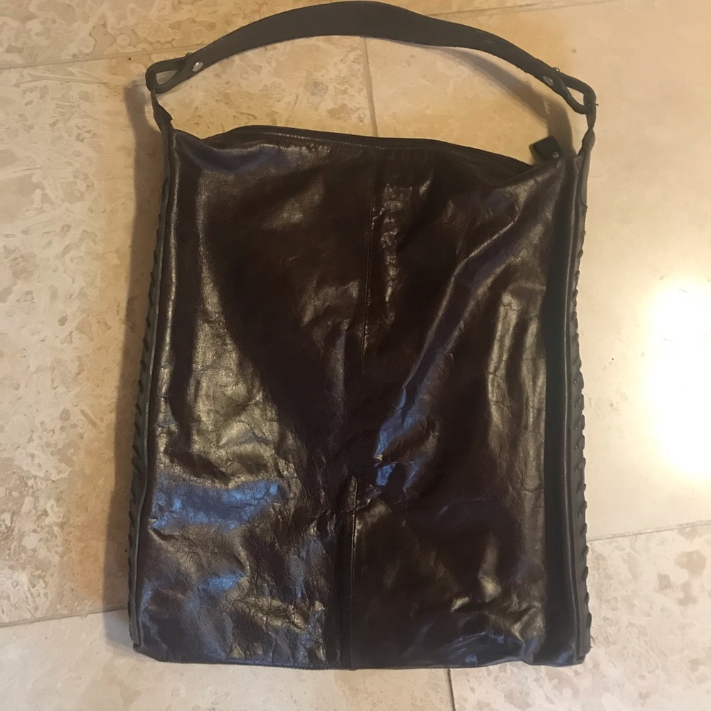 Tano New York Leather Bucket Tote Bag